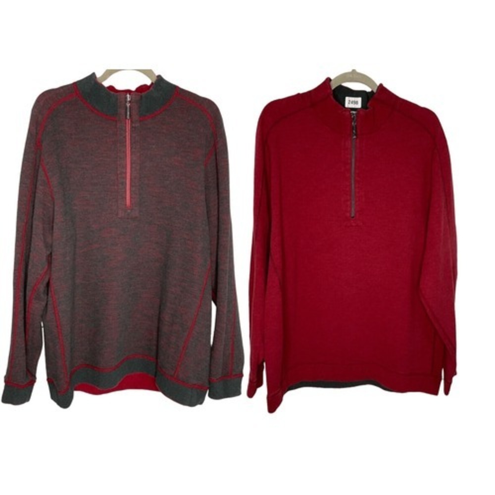 Tommy Bahama Sweatshirt Men's size Large 1/2 Zip Reversible  Sweater Red/Brown L